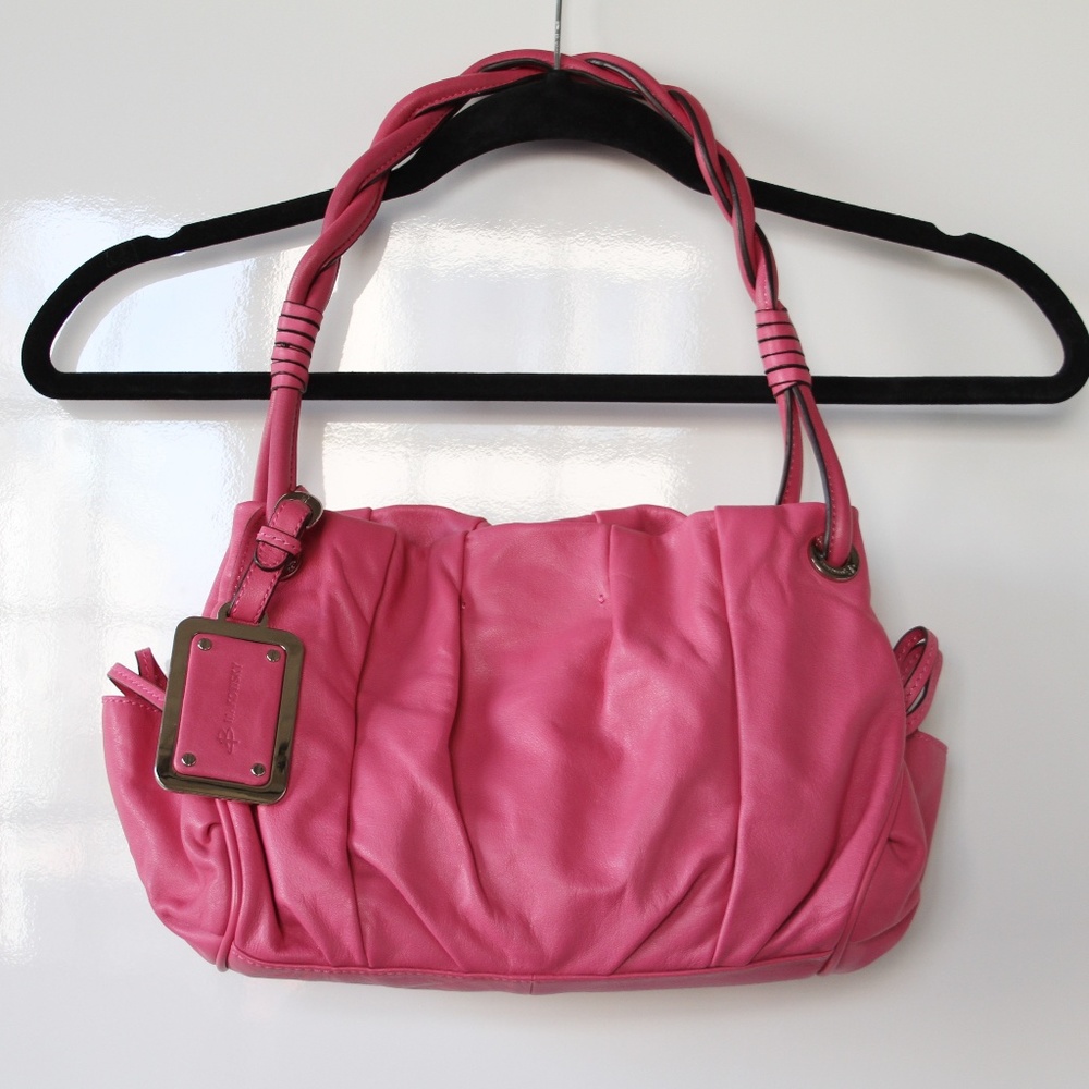B.Makowsky Raspberry Leather Shoulder handbag